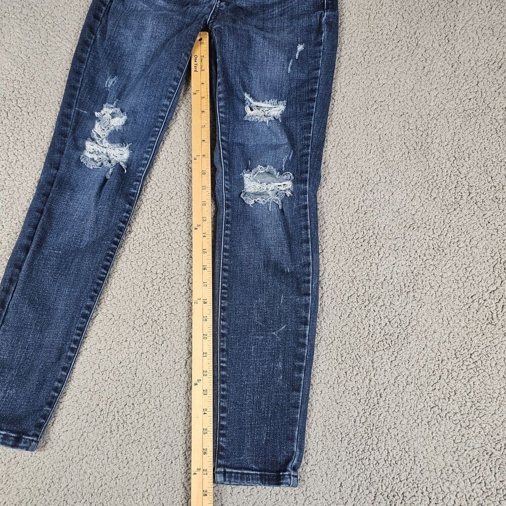 Judy Blue Jeans Womens 7/28 Skinny Fit Stretch Tummy Control Distress Dark Wash - Picture 12 of 15